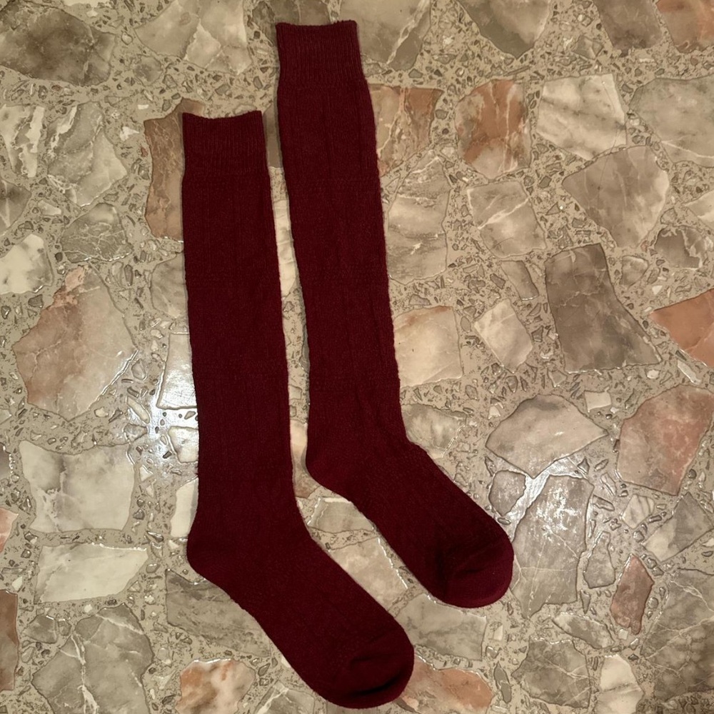 Burgundy Knee-High Socks